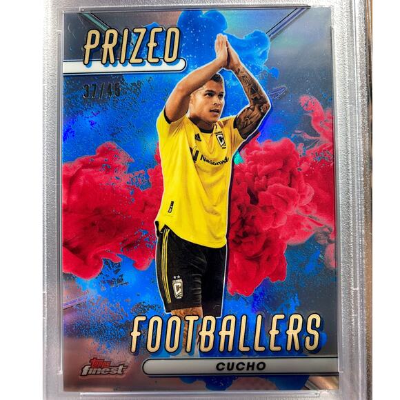 2023 Topps Finest MLS Prized Footballers Fusions BlueRed #PFF-9 Cucho /45 PSA 10 - Picture 3 of 8